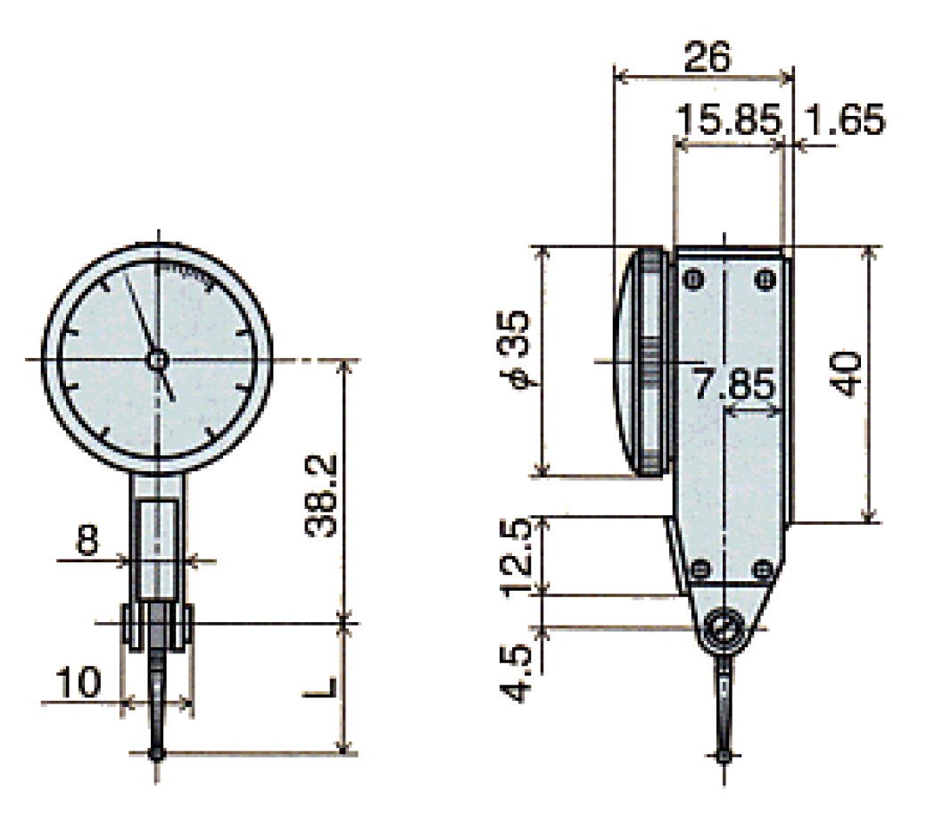Đồng hồ so chân gập loại đặc biệt Peacock V series PCN-1LV 2 Đồng hồ đo chiều cao ren Insize 2232