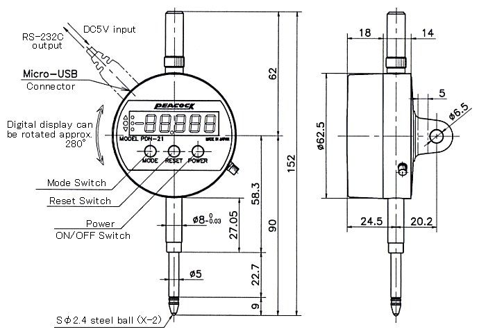 Đồng hồ so điện tử Peacock