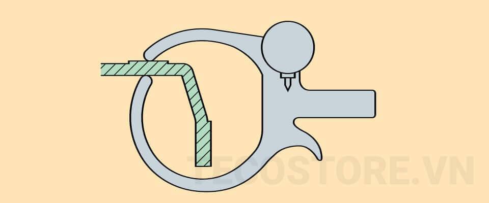 Đo độ dày phía trong khu vực nhô ra Đo độ dày phía trong khu vực nhô ra