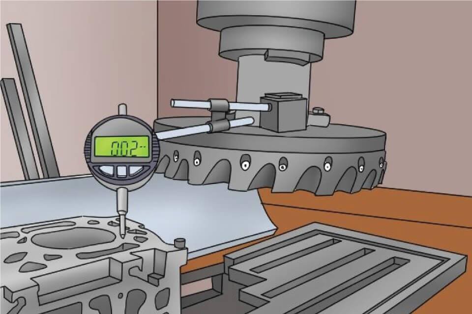 Để đế gá đồng hồ so theo chiều ngang